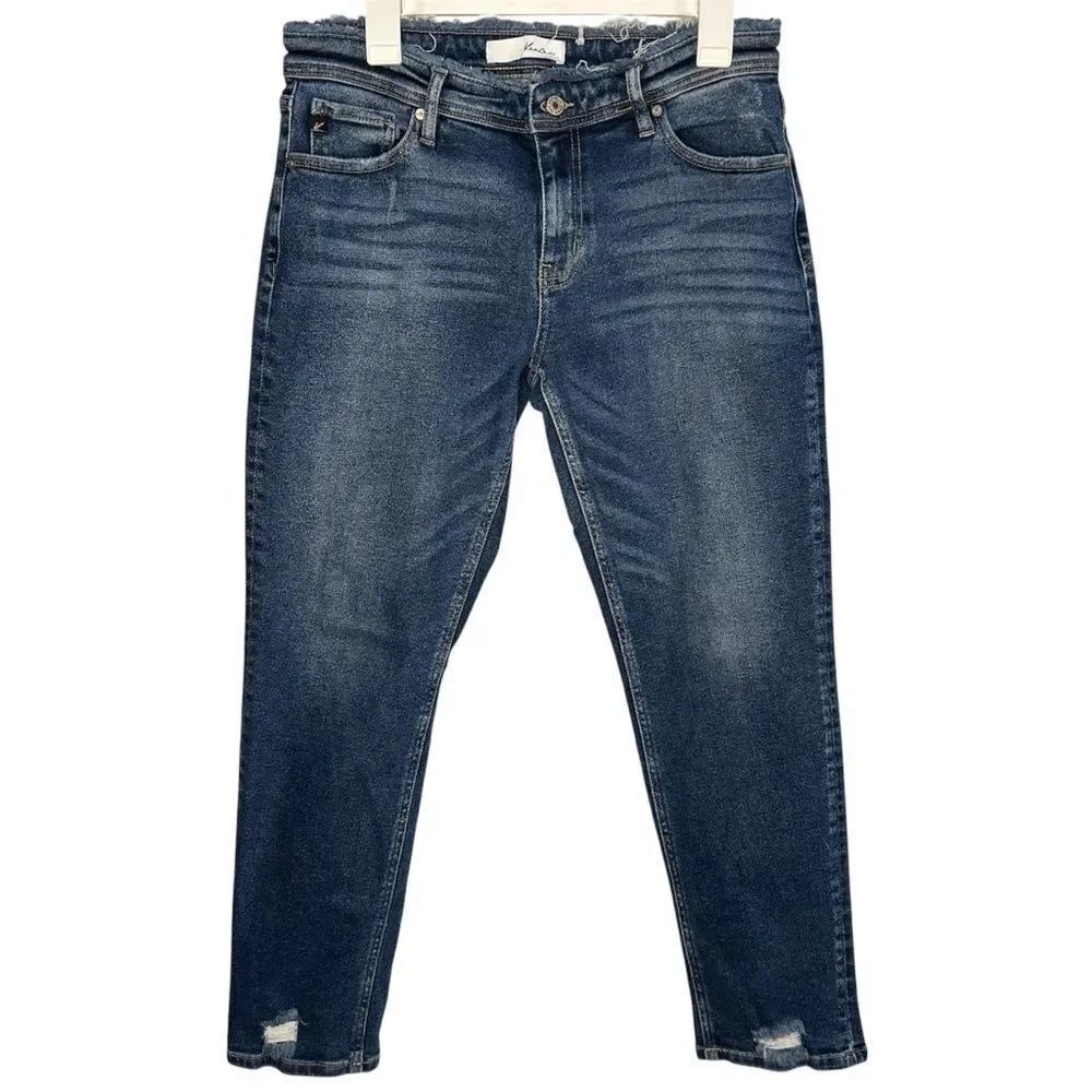 KanCan Mid-Rise Blue Denim Wash Relax Light Distressed Women Jeans Sz 9/28